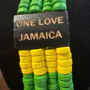 One Love Jamaica Beaded Bracelet - Green and Yellow